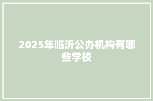 2025年临沂公办机构有哪些学校
