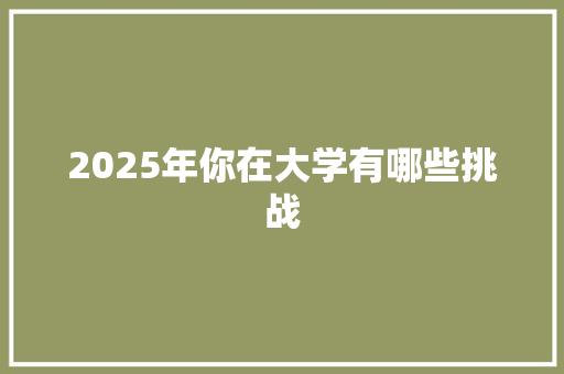 2025年你在大学有哪些挑战