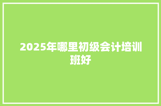 2025年哪里初级会计培训班好