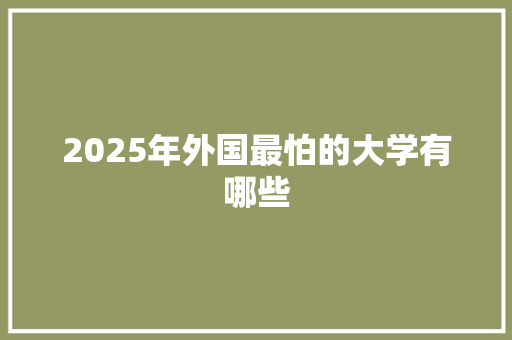 2025年外国最怕的大学有哪些