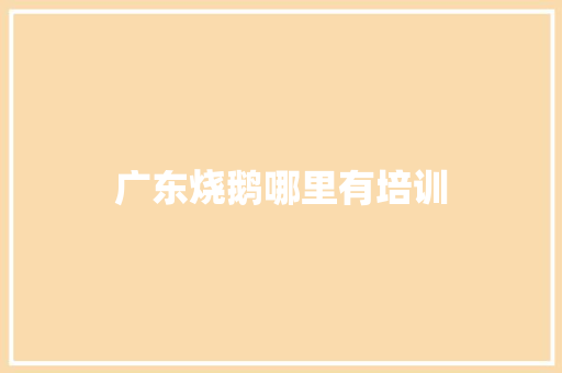 广东烧鹅哪里有培训