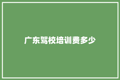 广东驾校培训费多少