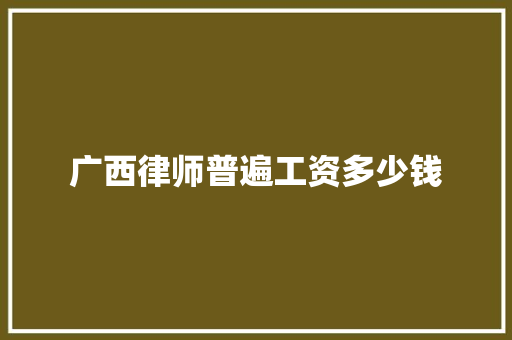 广西律师普遍工资多少钱