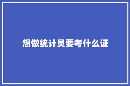 想做统计员要考什么证