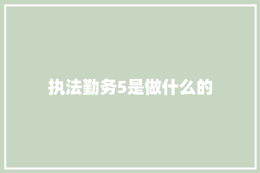 执法勤务5是做什么的 国学经典