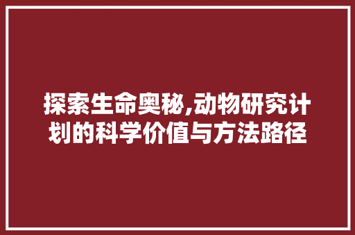 探索生命奥秘,动物研究计划的科学价值与方法路径