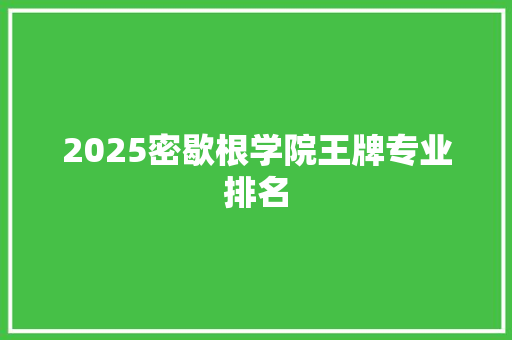 2025密歇根学院王牌专业排名