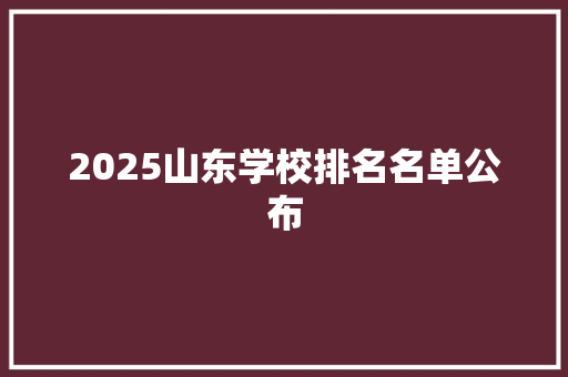 2025山东学校排名名单公布 工作计划