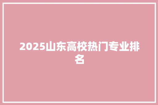 2025山东高校热门专业排名 工作总结