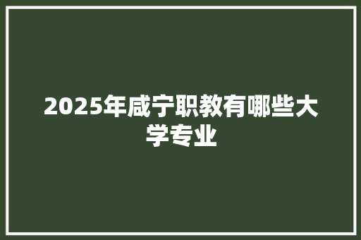2025年咸宁职教有哪些大学专业