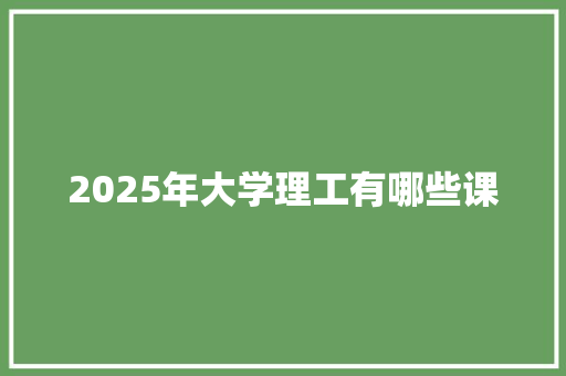 2025年大学理工有哪些课 工作计划