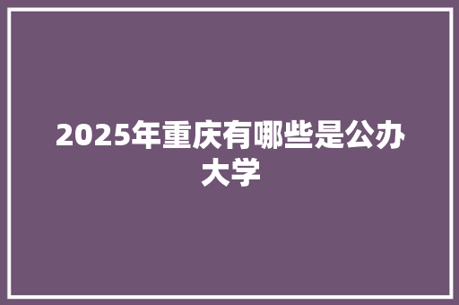 2025年重庆有哪些是公办大学