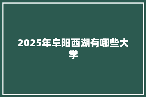 2025年阜阳西湖有哪些大学
