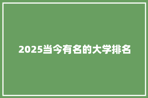 2025当今有名的大学排名 演讲稿