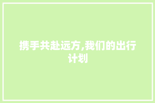 携手共赴远方,我们的出行计划