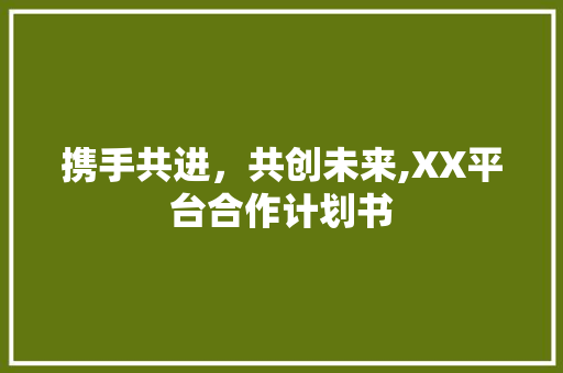 携手共进，共创未来,XX平台合作计划书
