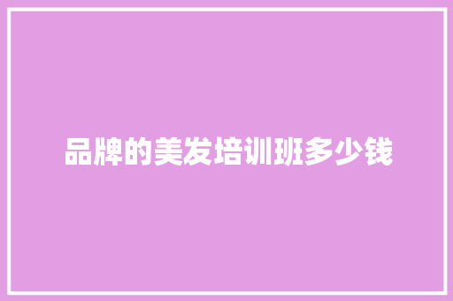 品牌的美发培训班多少钱