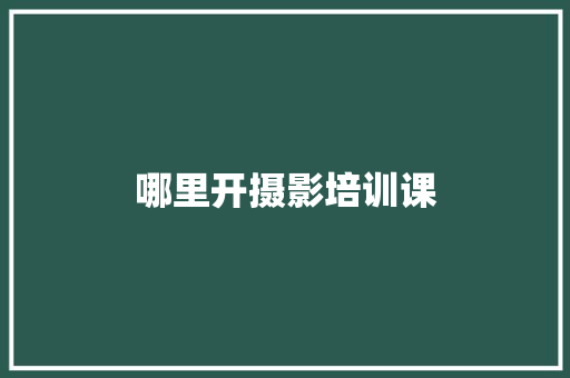 哪里开摄影培训课