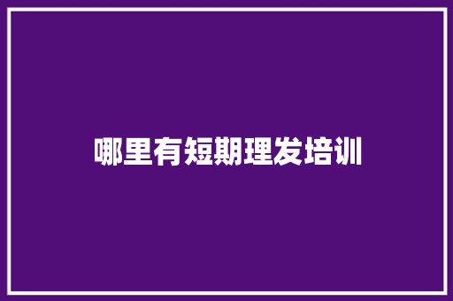 哪里有短期理发培训