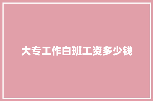 大专工作白班工资多少钱