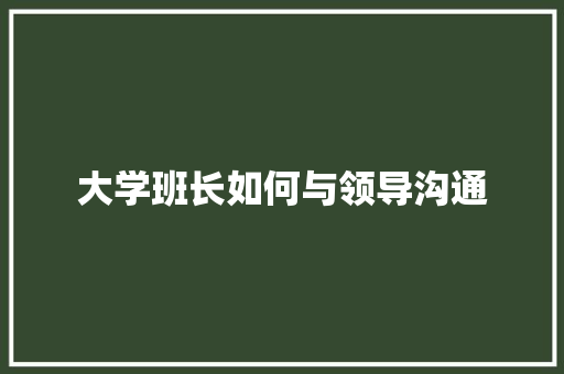 大学班长如何与领导沟通