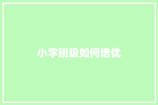 小学班级如何培优