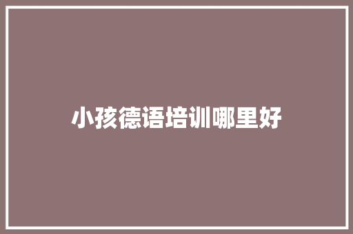 小孩德语培训哪里好 工作总结
