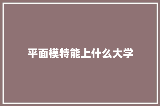 平面模特能上什么大学