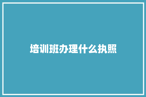 培训班办理什么执照