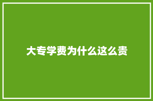 大专学费为什么这么贵