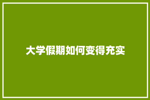 大学假期如何变得充实