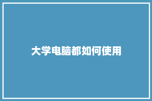 大学电脑都如何使用