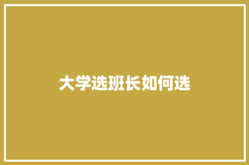 大学选班长如何选