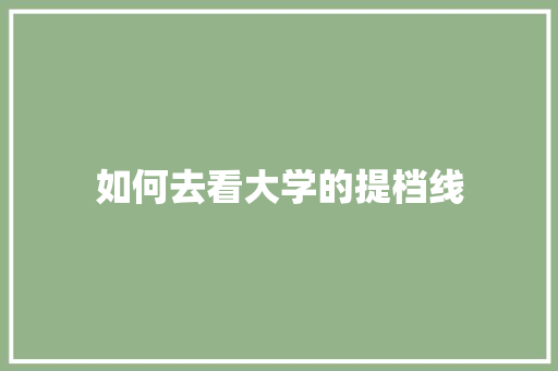 如何去看大学的提档线