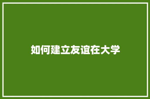 如何建立友谊在大学