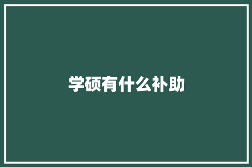 学硕有什么补助