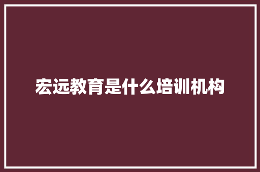 宏远教育是什么培训机构 成语大全