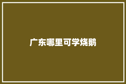 广东哪里可学烧鹅