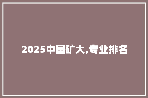 2025中国矿大,专业排名
