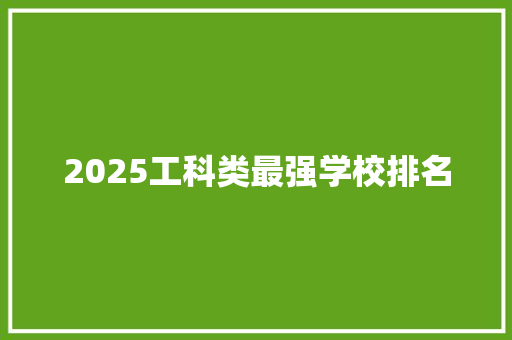 2025工科类最强学校排名
