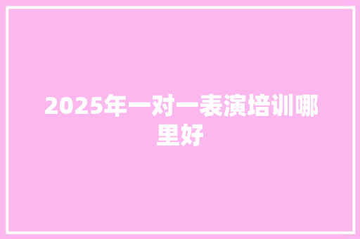 2025年一对一表演培训哪里好