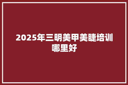 2025年三明美甲美睫培训哪里好