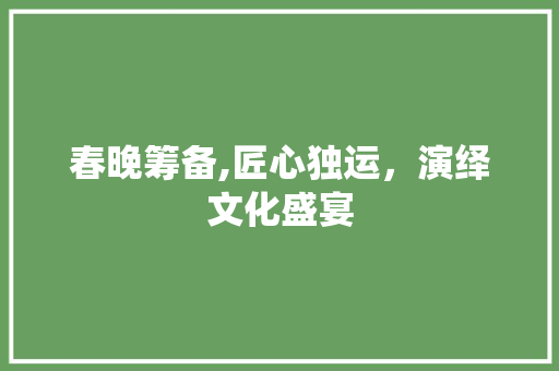 春晚筹备,匠心独运，演绎文化盛宴