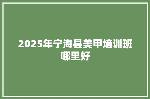 2025年宁海县美甲培训班哪里好