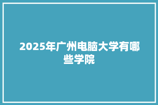 2025年广州电脑大学有哪些学院