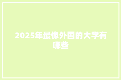 2025年最像外国的大学有哪些