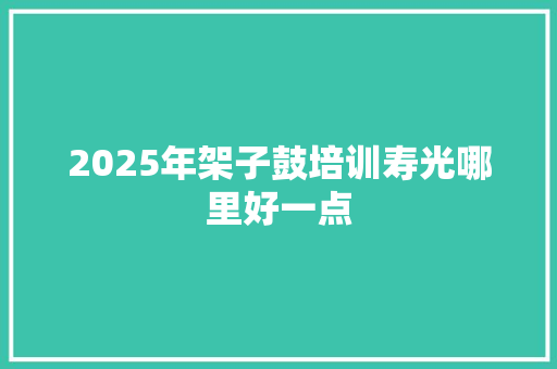 2025年架子鼓培训寿光哪里好一点 工作计划