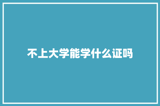 不上大学能学什么证吗