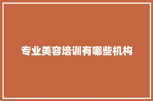 专业美容培训有哪些机构