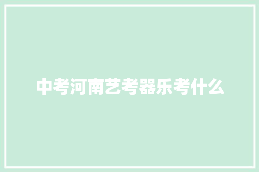 中考河南艺考器乐考什么